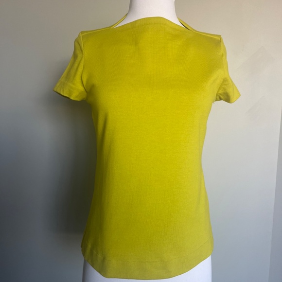 Kate Spade Saturday Slip Neck Lime Green Yellow Cotton Casual Tee T-shirt Top - Picture 8 of 12